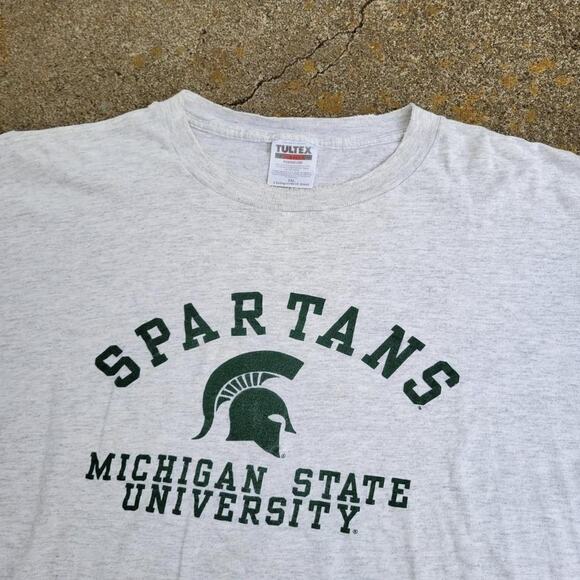 Vtg 90s Michigan State University Spartans Logo Graphic College T Shirt Gray XXL - Picture 2 of 4